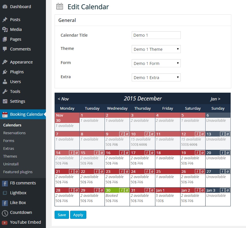 WordPress Booking Calendar plugin WordPress Free and Premium Plugins