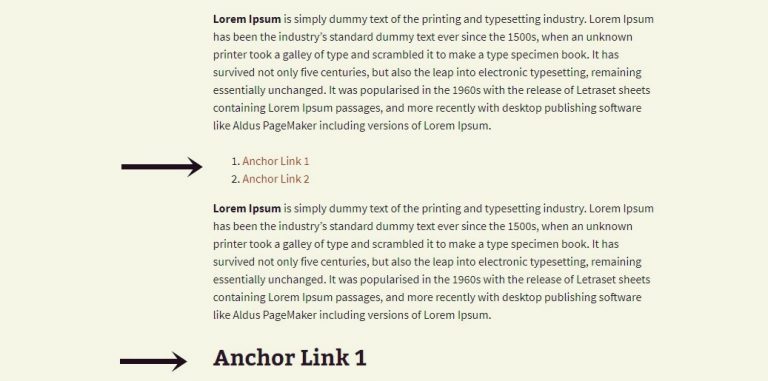 creating anchor links in wordpress