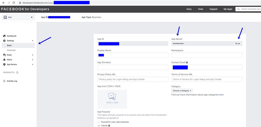 How to get your Facebook app's APP ID and Secret Key