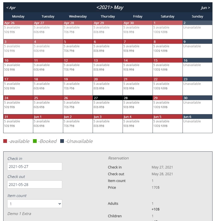 WordPress booking calendar plugin