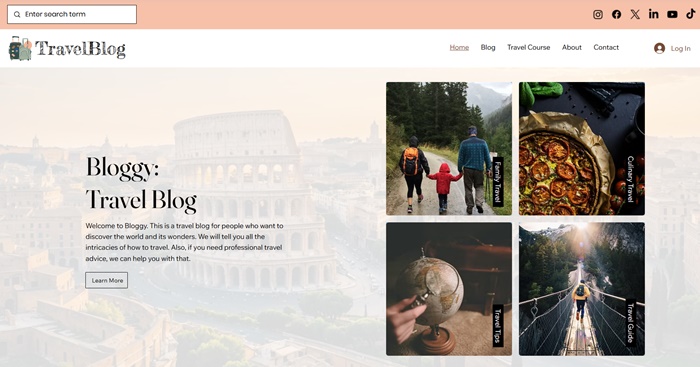 Wix Travel Blog Template