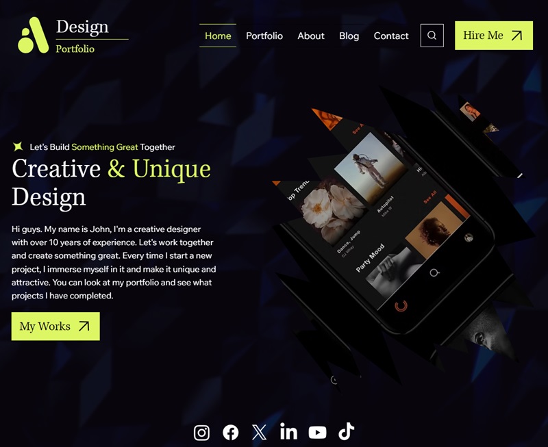 Wix Designer Portfolio Website Template