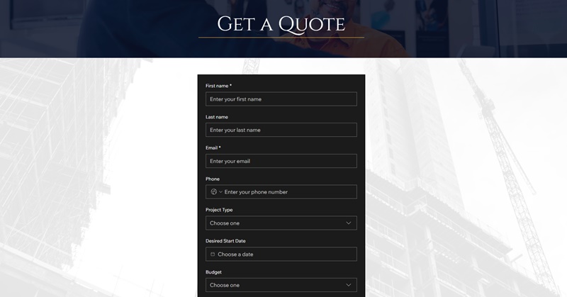 Best Construction Company Website Template for Wix