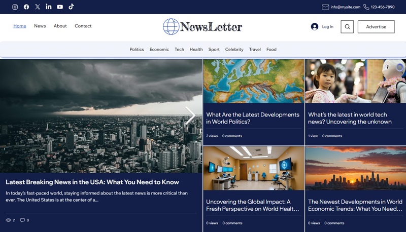 Wix Email Newsletter template