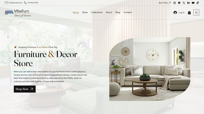 Wix Furniture Store Template