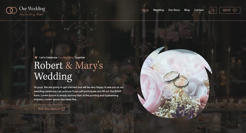 Wix RSVP Wedding Template