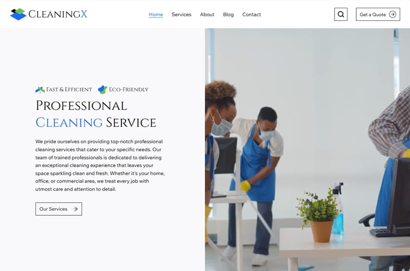 Wix Cleaning Service Template