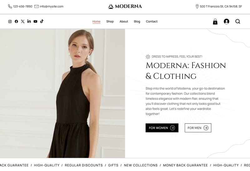 Wix Fashion & Clothing Template