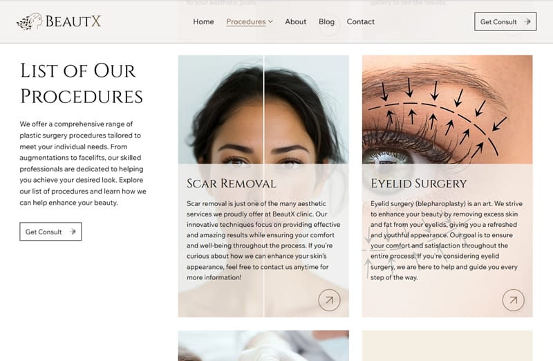Best Wix Plastic Surgery Website Template